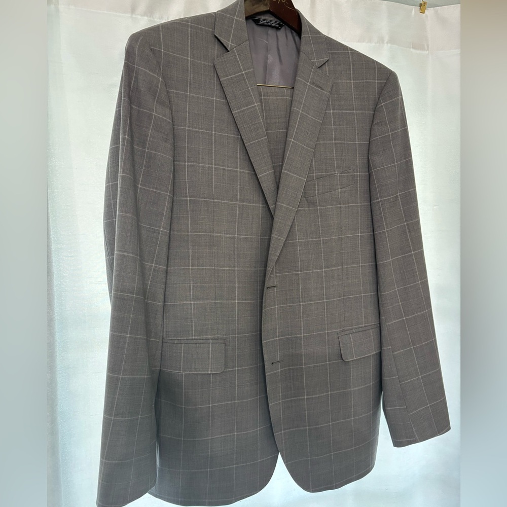 Saks Fifth Avenue Gray Plaid Suit